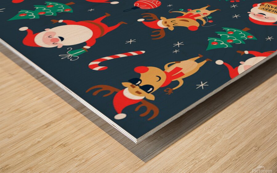 funny christmas pattern Wood print