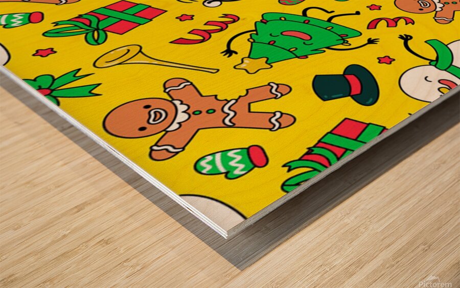 funny decoration christmas pattern Wood print