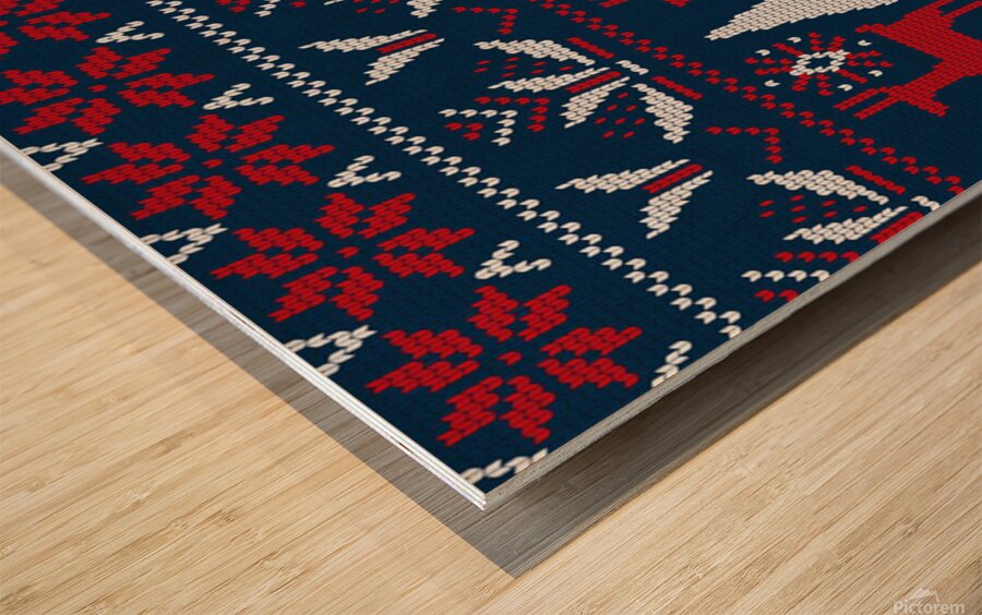 knitted christmas pattern Wood print