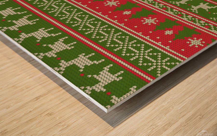 christmas knitting pattern Wood print