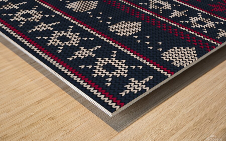 beautiful knitted christmas pattern Wood print