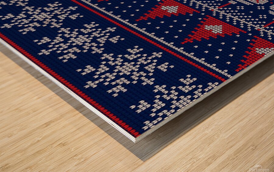 beautiful knitted christmas pattern Wood print