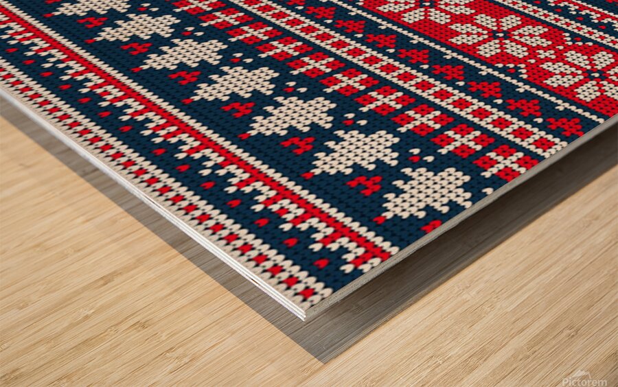 beautiful knitted christmas pattern Wood print