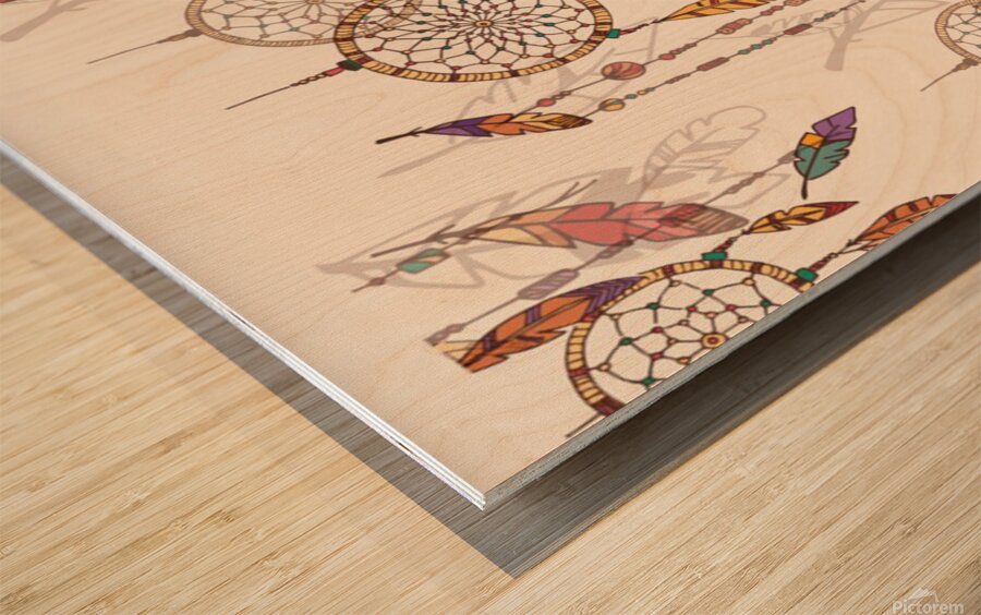 coloured dreamcatcher background Wood print