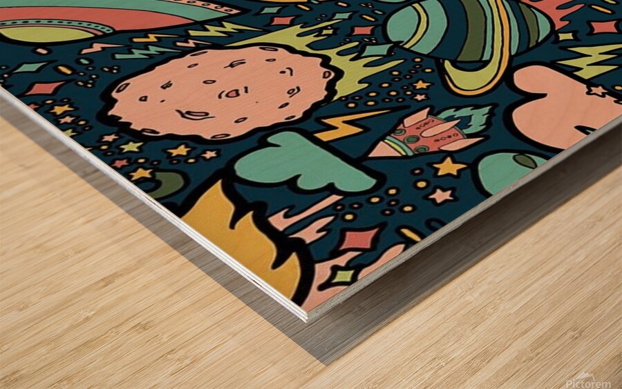 alien rocket space aesthetic Wood print