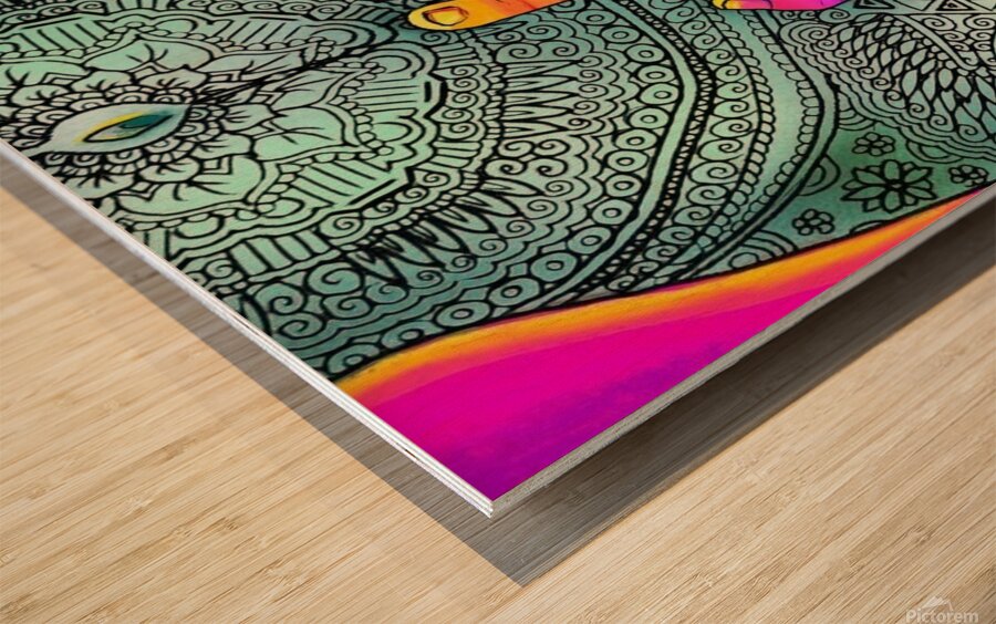 Trippy Alien on Zen Wood print