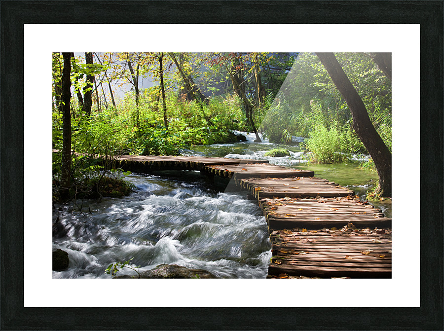 Wooden Path Across Stream Picture Frame print