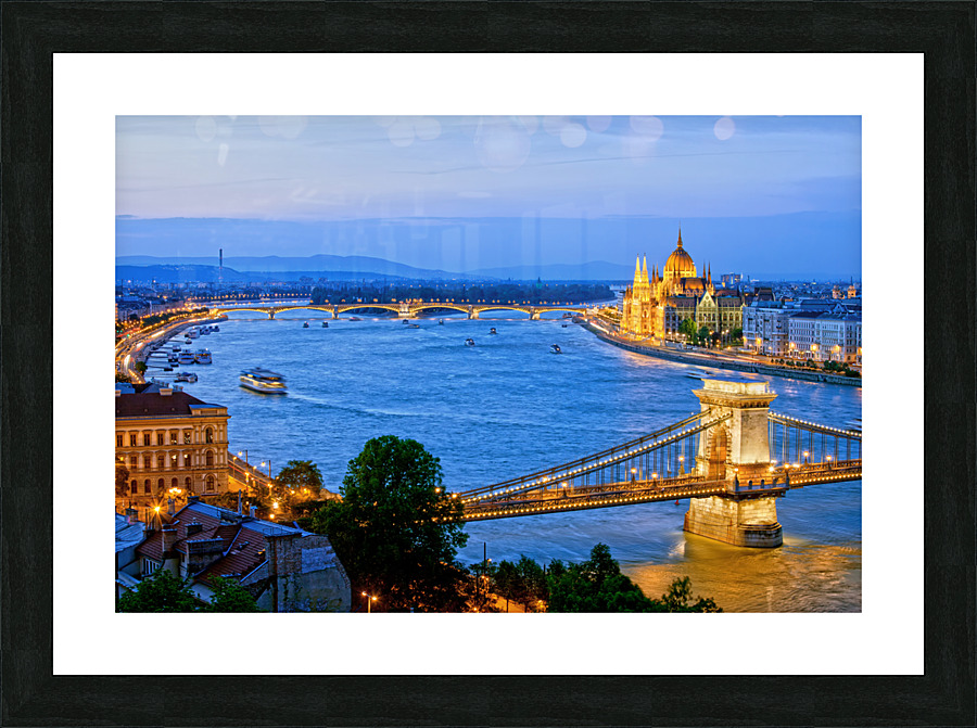 Budapest Evening River View Picture Frame print