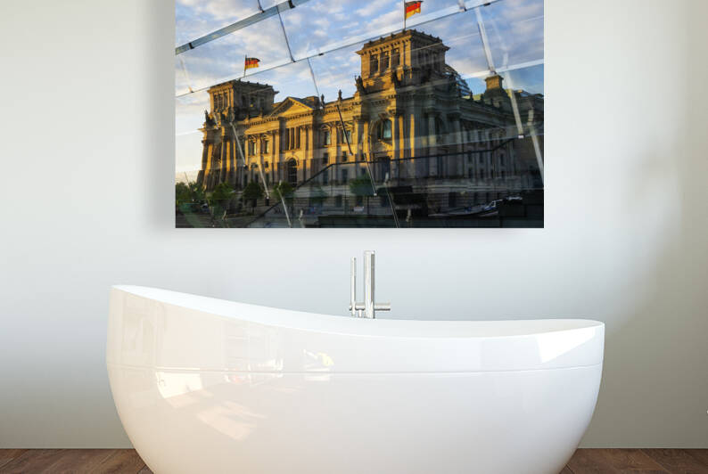Sunset Window Reflection Of Reichstag by Socratubik
