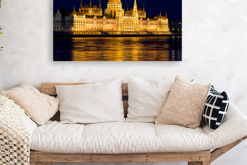 Hungarian Parliament Building By Night In Budapest by Socratubik