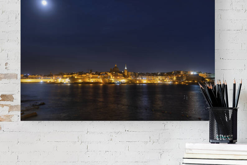 Valletta at Full Moon Night in Malta by Socratubik
