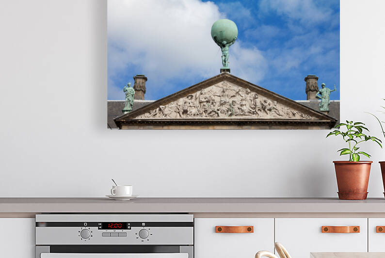 Atlas And Pediment Of Royal Palace In Amsterdam by Socratubik
