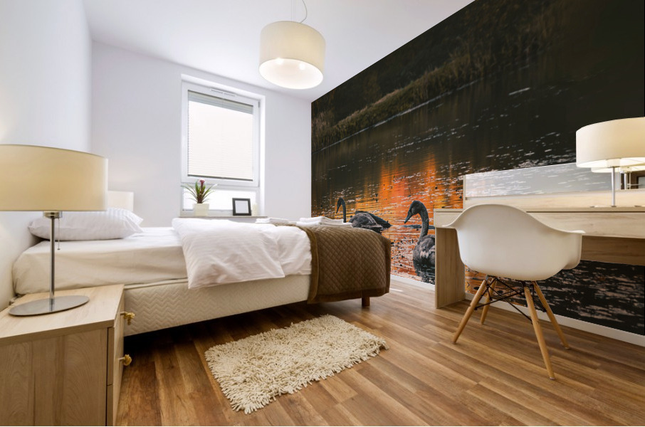GOLDEN SWANS Mural print