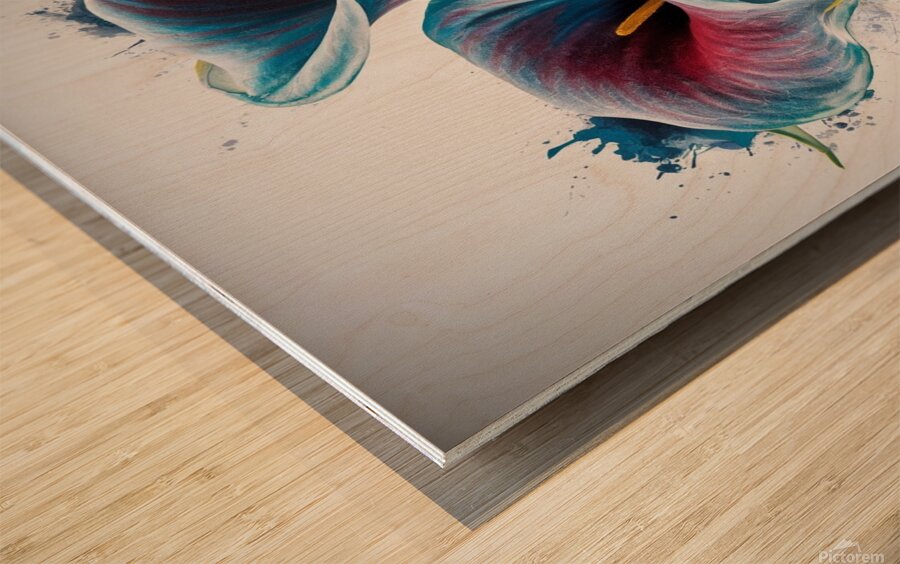 Flower blue-red Wood print