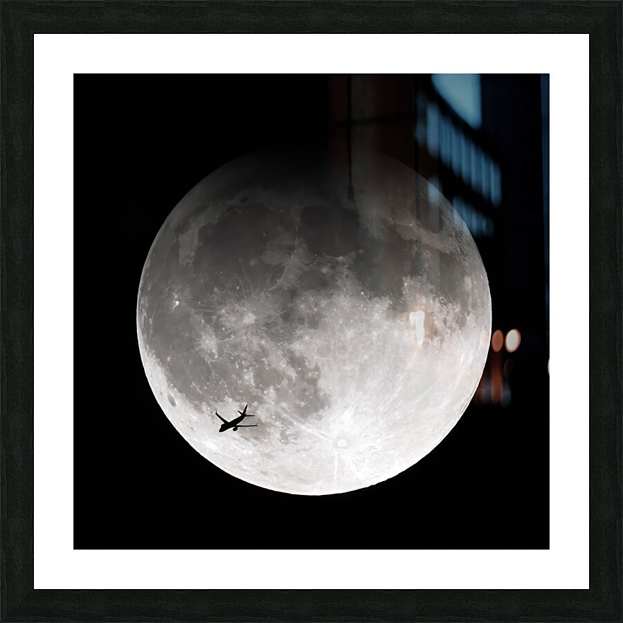 Plane Moon Picture Frame print