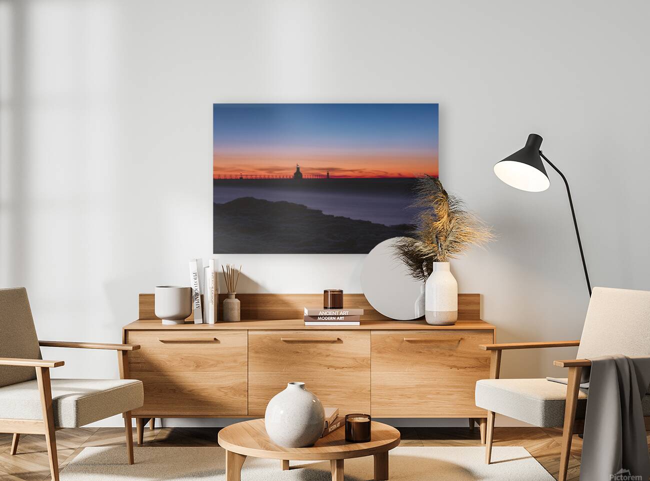 St Joseph Lighthouse Winter Sunset Reproduction