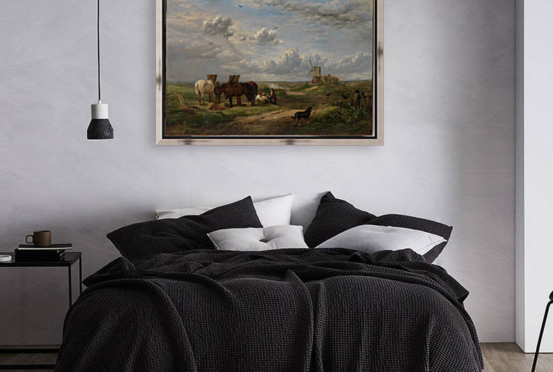 Landscape of harvesting the crops by Richard Ansdell