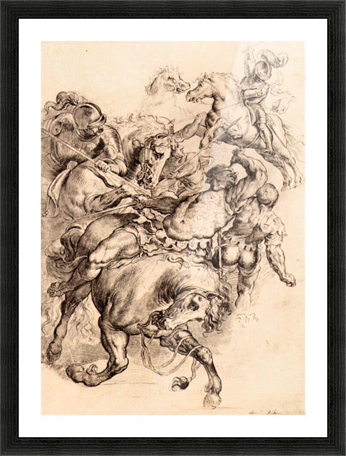 Reiter battle Picture Frame print