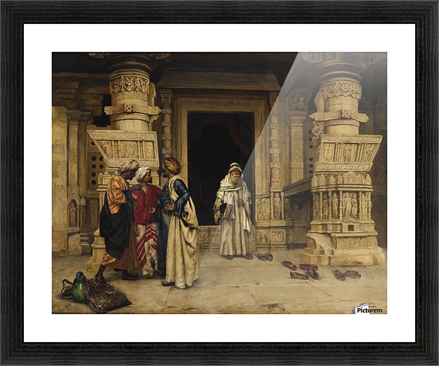 The chat outside a monument Picture Frame print
