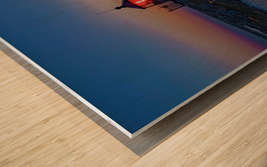 Nubble Light at Sunset Wood print