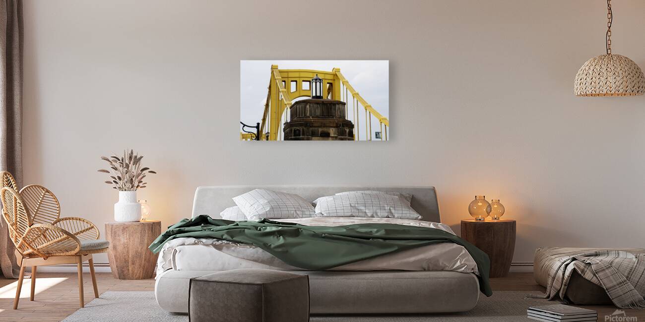 Beautiful Yellow Bridge With Ornate Light Fixture Reproduction