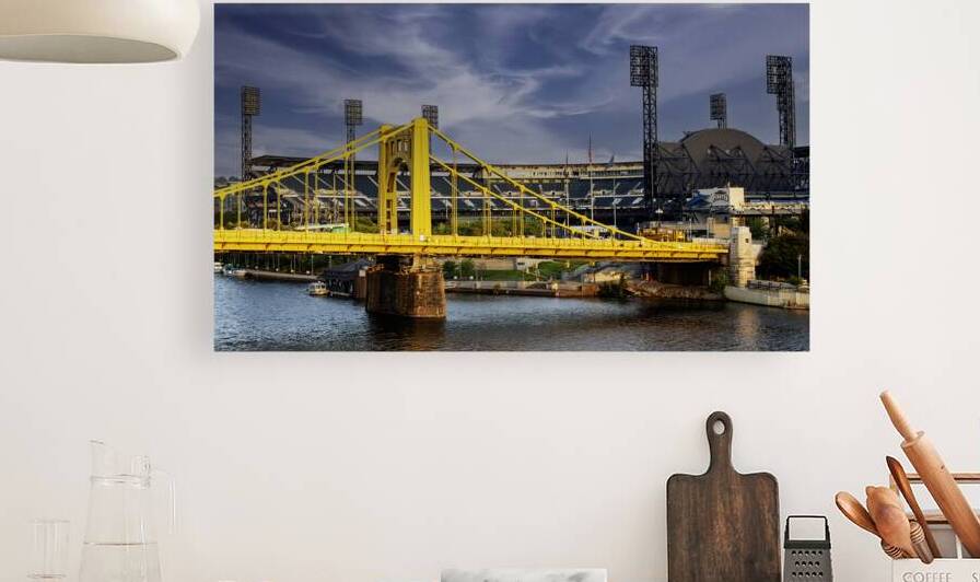 Bridge Connects Vibrant Cityscape With Stadium an by Woodys Photos