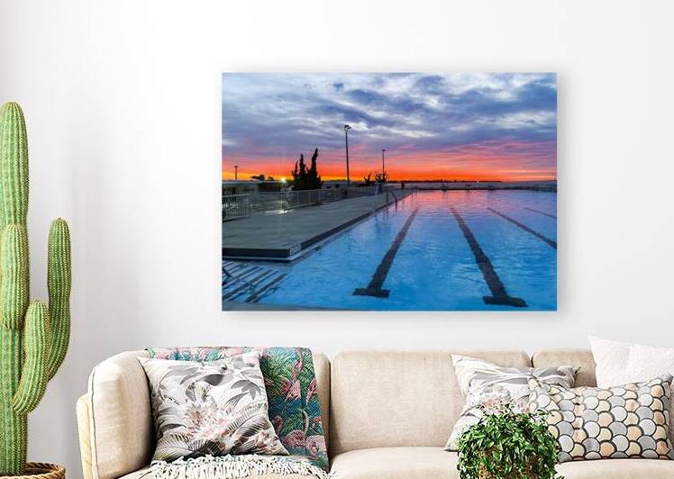 Sunrise View Over Swimming Pool With Vibrant Colo by Woodys Photos