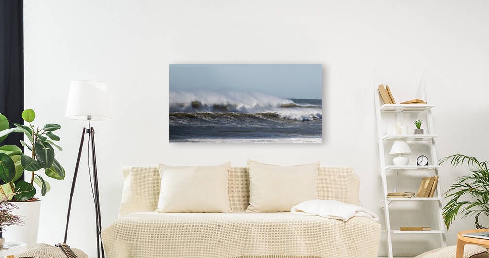 Very rough Atlantic Ocean waves with the wind blowing spray backwards by Woodys Photos