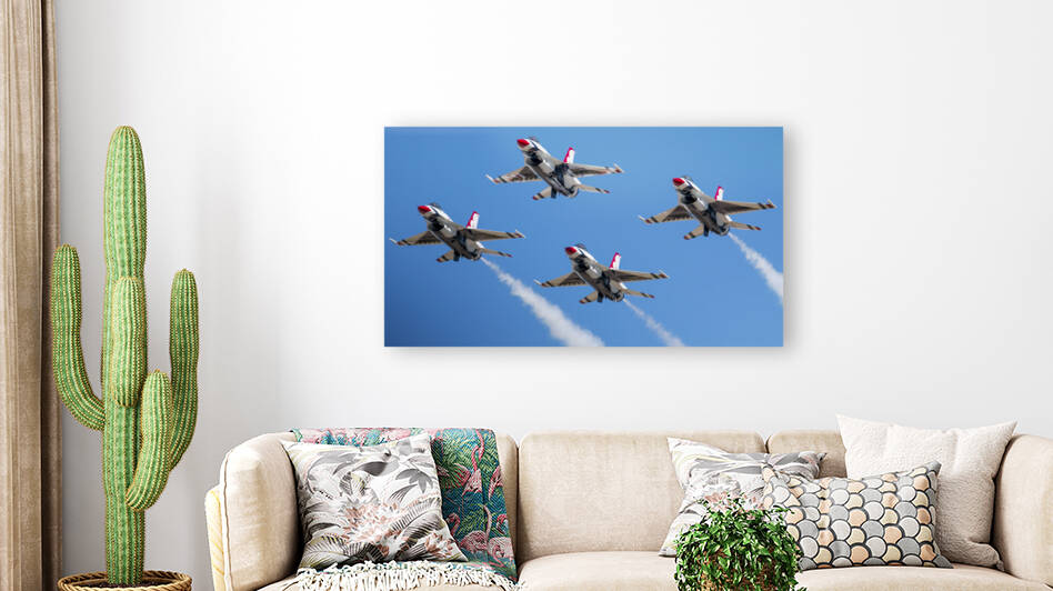 Four USAF Thunderbird Jets in the diamond formati by Woodys Photos
