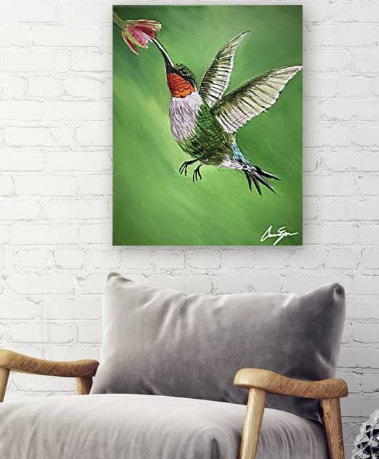 Ruby-throated Hummingbird Painting by Conor s Canvas