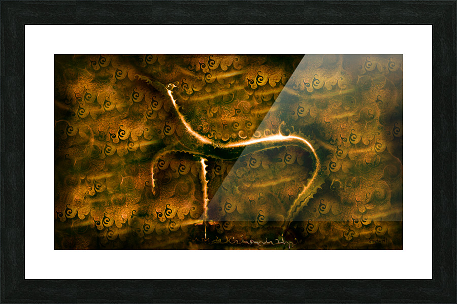 Goldengreen dog Picture Frame print