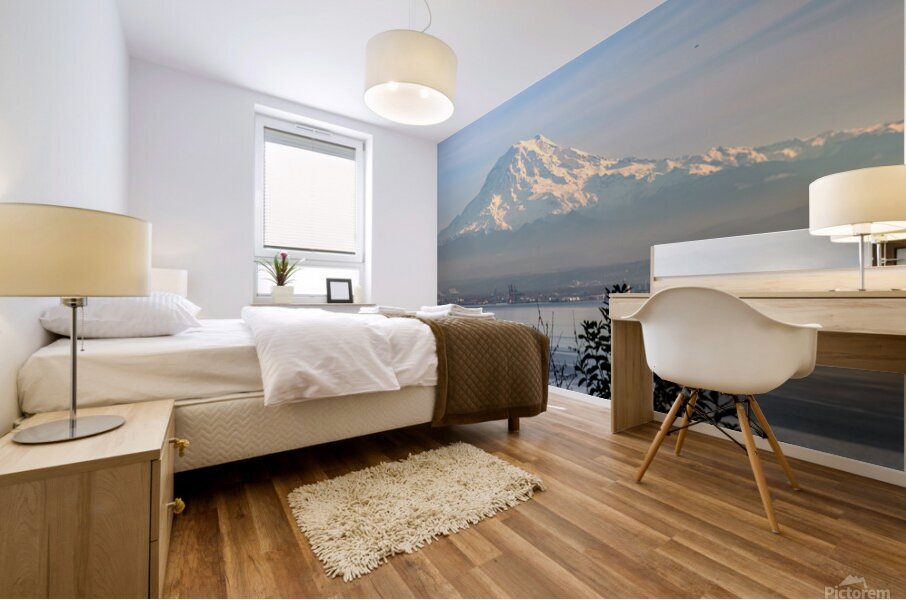 Mt Rainier over Tacoma  Mural print