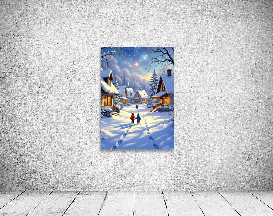 Cozy Winter Village – Magical Holiday Snow Scene by Jassica World Wall Art