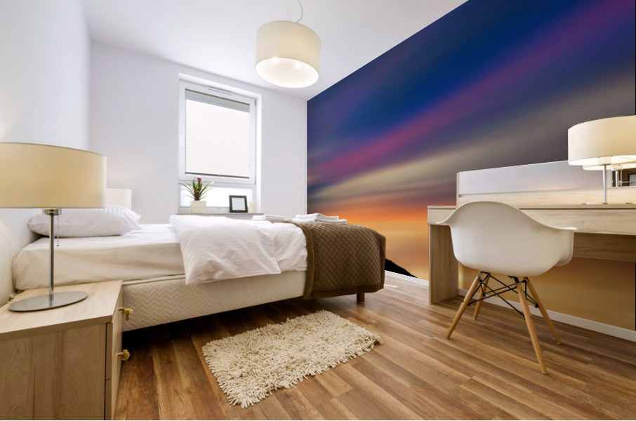 Yellow blue sunset Mural print