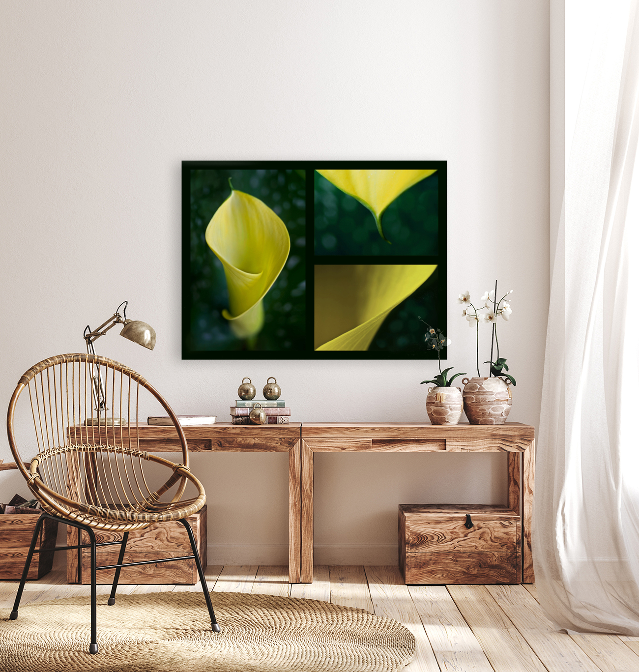 Yellow calla Triptych Reproduction