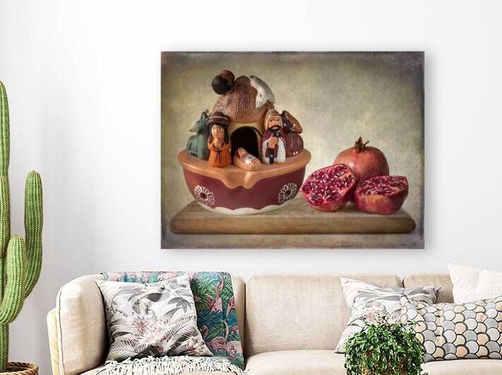 Christmas still life in brown and burgundy by Barbara Corvino