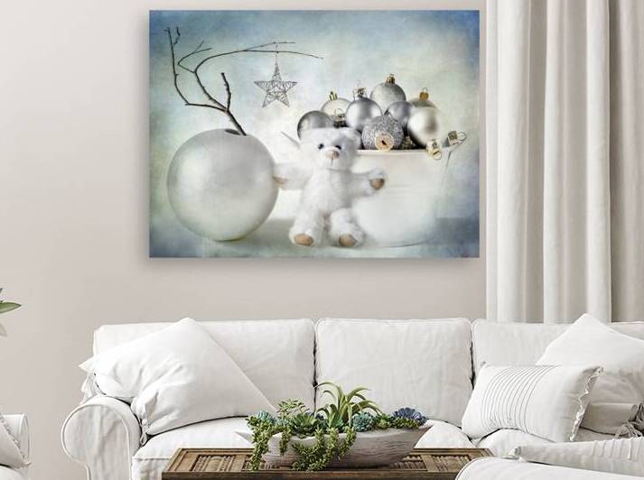 Christmas still life in silver and white by Barbara Corvino