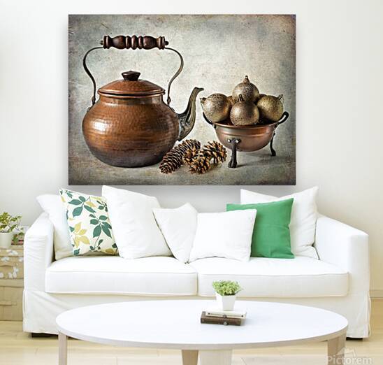 Christmas still life in gold and copper by Barbara Corvino