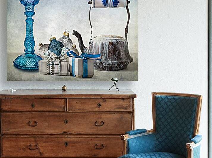 Christmas still life in blue and silver by Barbara Corvino