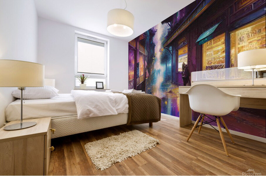 Gloomy city Mural print