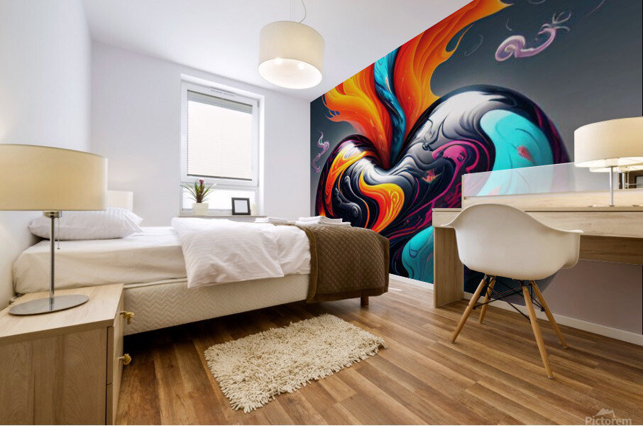 Steaming heart Mural print