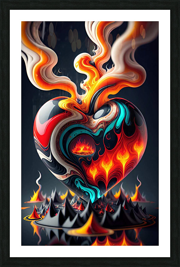Fire Heart Picture Frame print
