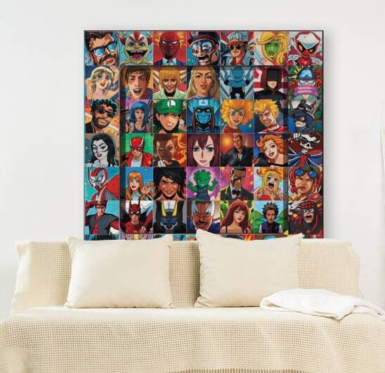 Superhero Mosaic: Dynamic Cartoon Portrait Collage by Metal ART