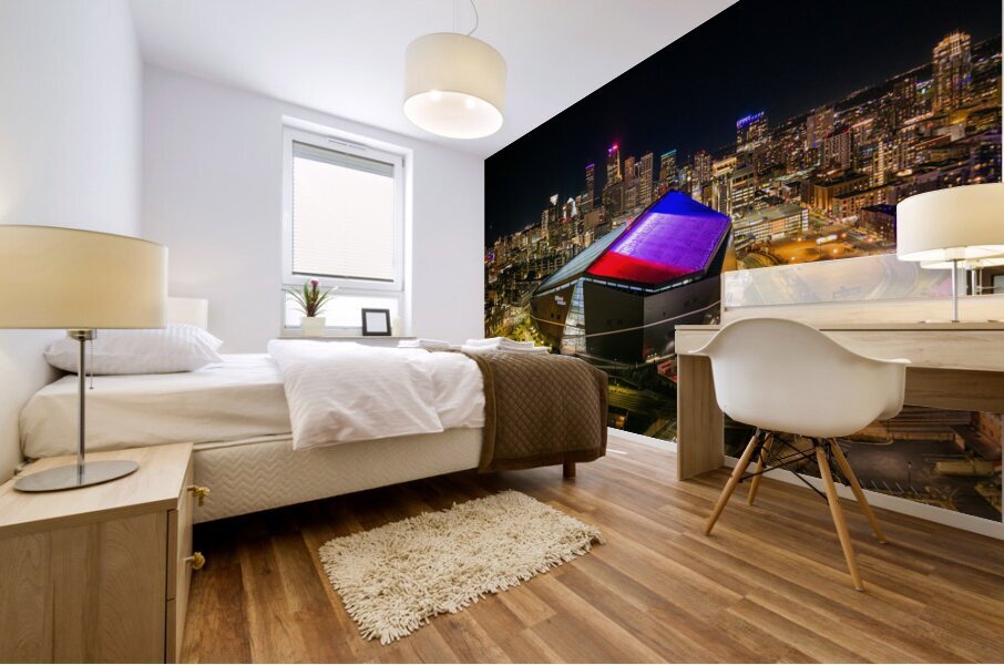 Minneapolis with stadium Mural print