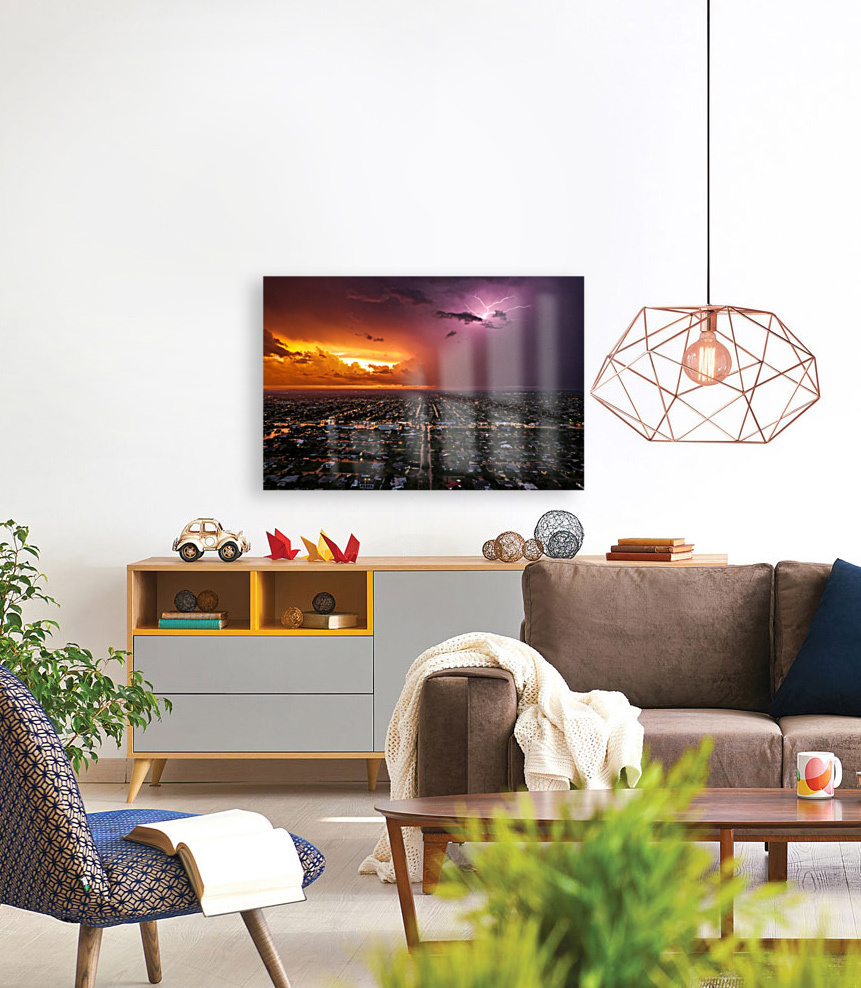 Sunset   Lightning Cape Coral FL    Reproduction