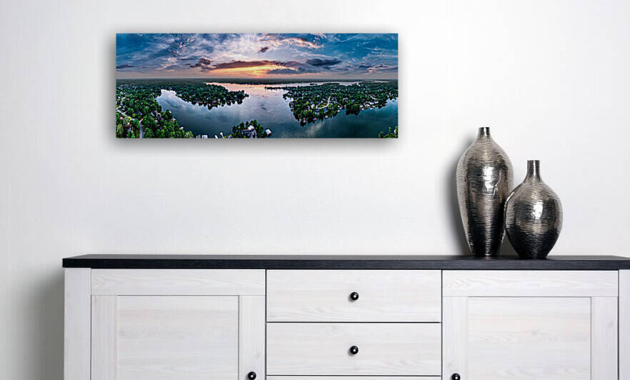 Geist Lake Sunset Feather Cove 1-2 by David Cressman 