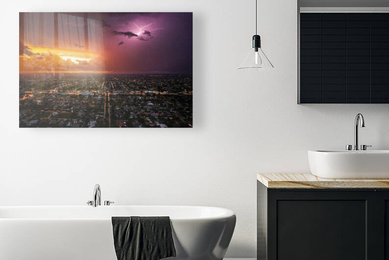 Sunset   Lightning Cape Coral FL    Reproduction