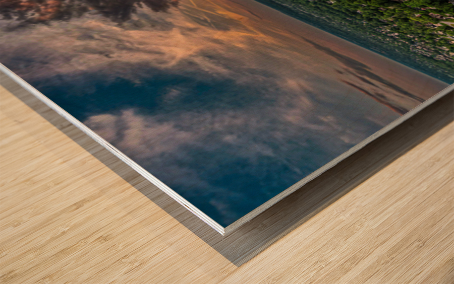 Geist Lake Sunset Wood print