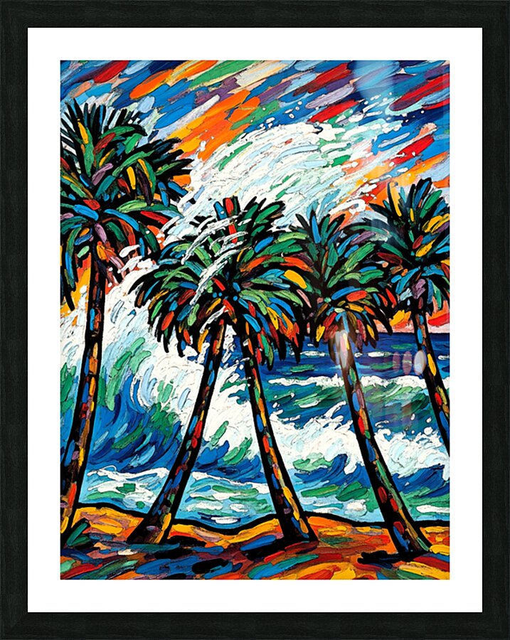 Tree Palm Wave Ocean Picture Frame print