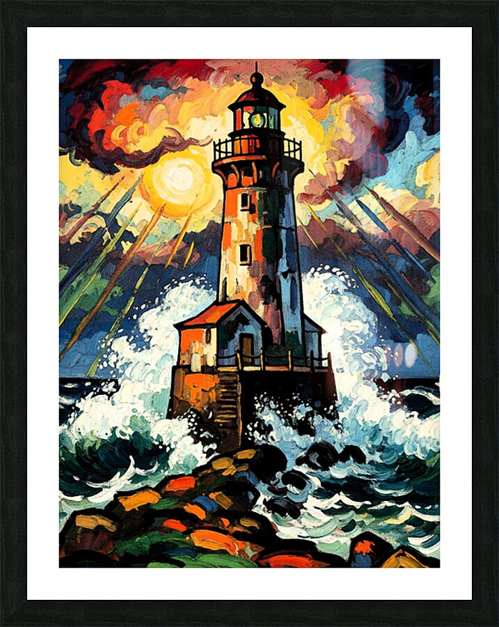 Lighthouse Wave Ocean Picture Frame print